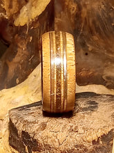 Load image into Gallery viewer, Sterling Silver and Pallasite Meteorite Hickory Bentwood Ring