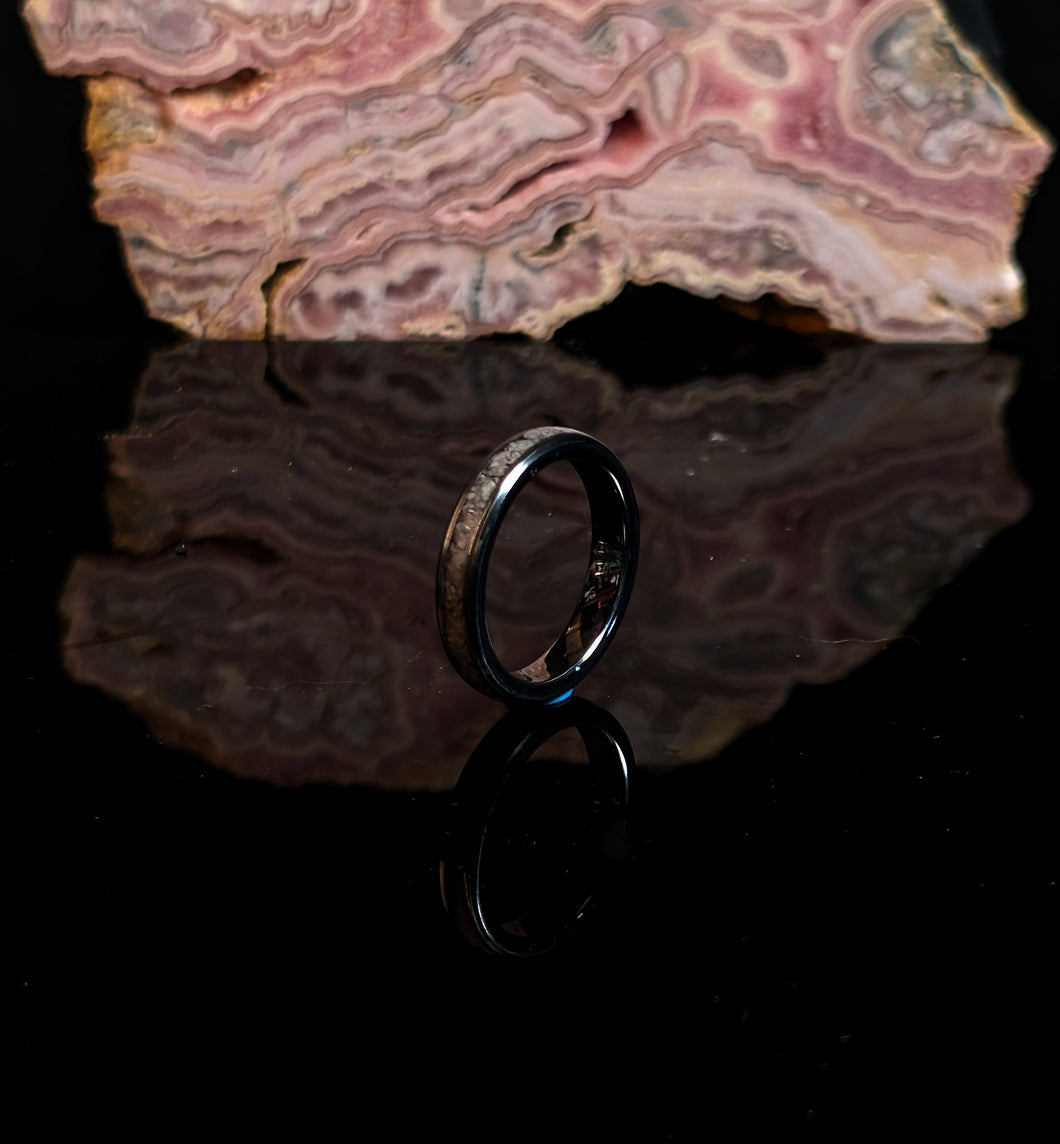 Rhodochrosite Stackable Tungsten Ring