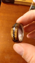 Load image into Gallery viewer, Ancient Bogwood and Moldavite Antler Ring
