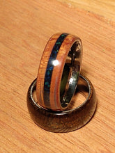 Load image into Gallery viewer, Azurite and Quilted Cedar Bentwood Ring
