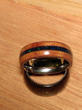 Load image into Gallery viewer, Azurite and Quilted Cedar Bentwood Ring
