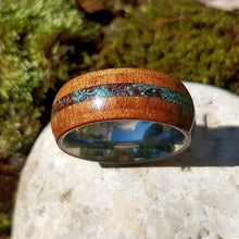 Load image into Gallery viewer, Etimoe Bentwood Turquoise and Garnet Ring
