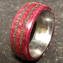 Load image into Gallery viewer, Dual Channel Purpleheart Iron Pyrite Bentwood Ring
