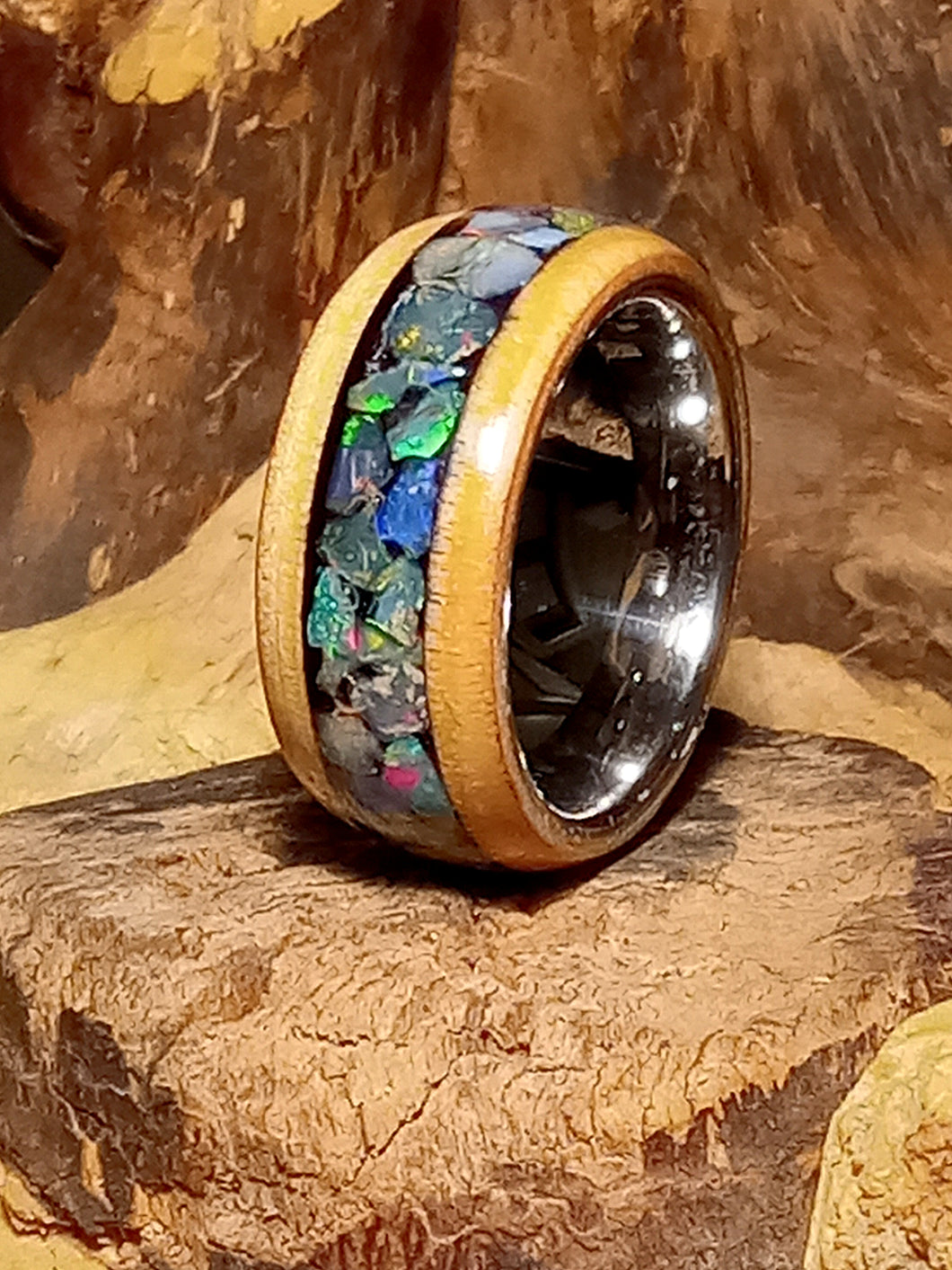 Welo Opal Birch Wideband Bentwood Ring