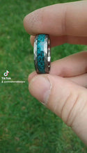 Load and play video in Gallery viewer, Hammered Tungsten and Chrysocolla Ring

