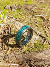 Load image into Gallery viewer, Hammered Tungsten and Chrysocolla Ring

